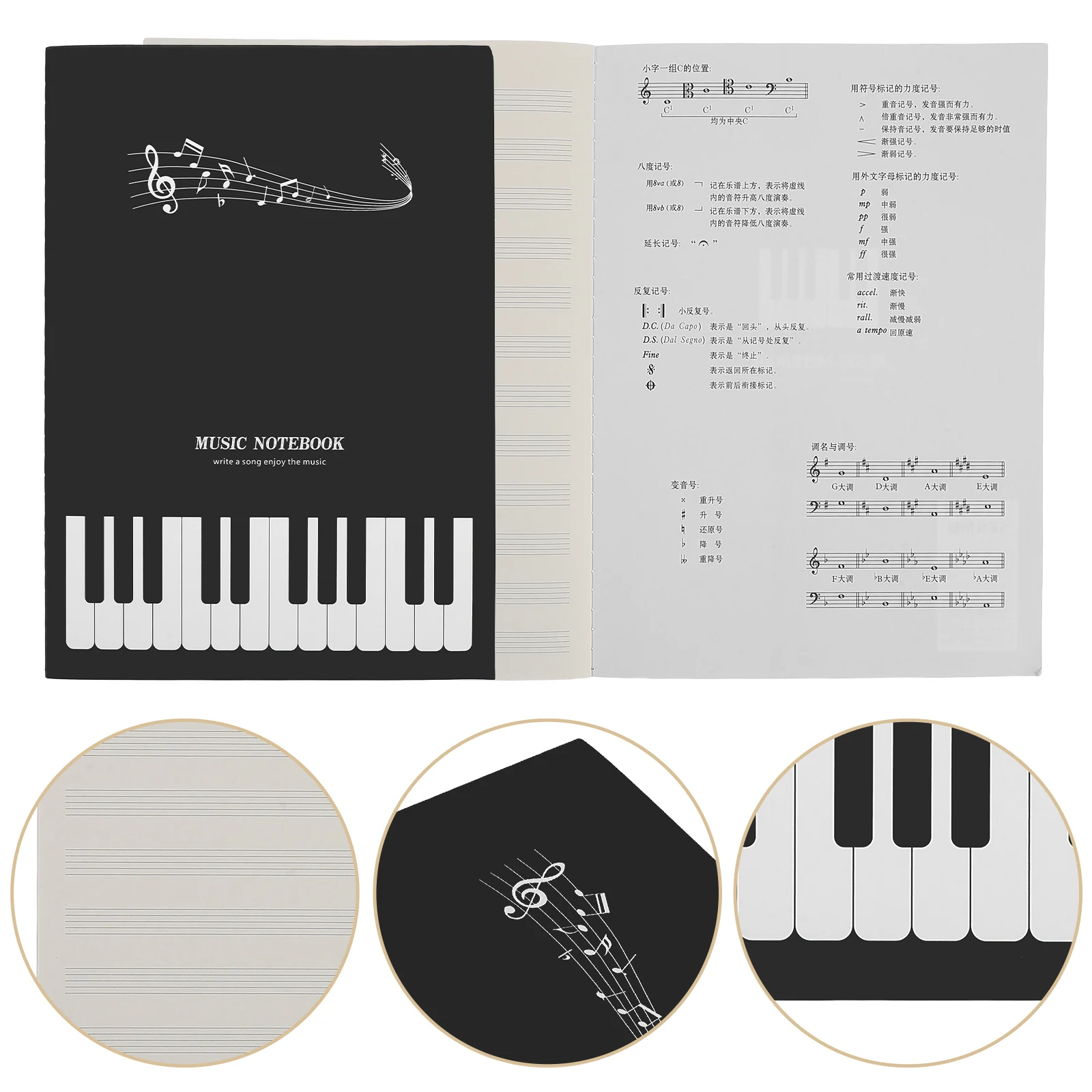 

Manuscript Five- Music Book Piano Guitar Songwriting Composition Practice Notebook A4 Blank Paper Music Journal