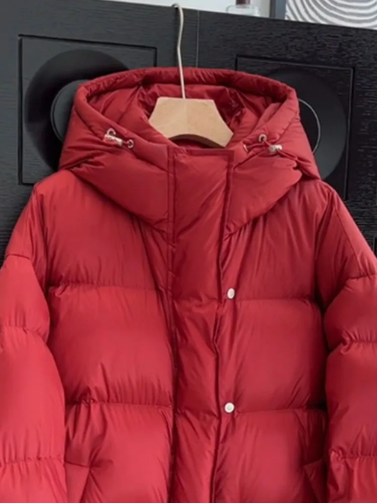ファイオナブルレッドまたはパファージャケット レディース冬用アウター ブレッドスレ 韓国版 ティエンデッド ダウンコート ジッパー開閉