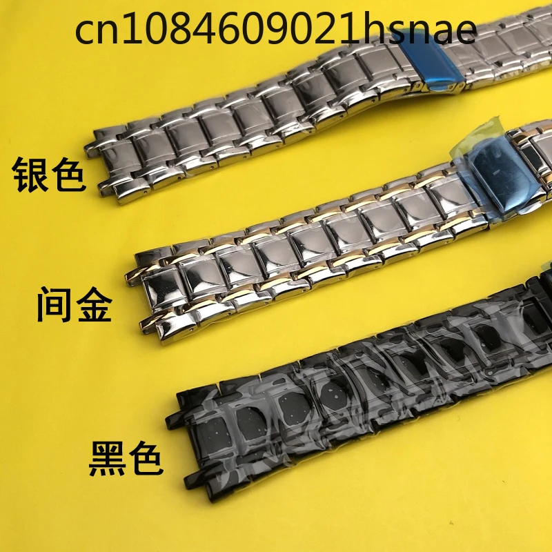 Interfaccia dentata Cinturino in acciaio inossidabile da uomo Cinturino per orologio con testa a forcella da uomo Cinturino in acciaio con fibbia pieghevole in acciaio inossidabile da uomo