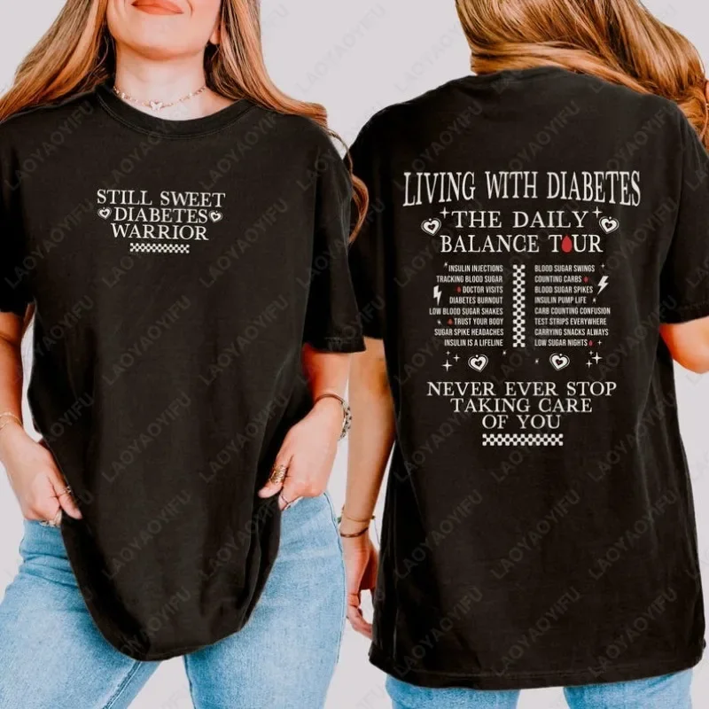 Still Sweet Diabetes Warrior Tour Cotton Tshirt for Diabetic We Wear Blue Ribbon Clothes Men Women Creative Funny Cool Cute Tees