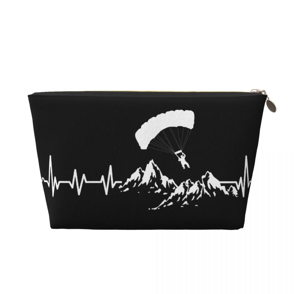 Custom Heartbeat Paraglider Extreme Sports Adventure Paragliding Makeup Bag Travel Cosmetic Organizer Cute Storage Toiletry Bags