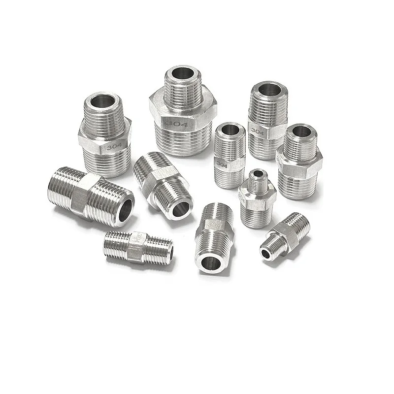 304 Stainless Steel Hexagonal Outer Wire Double Headed Straight Through Coupling Threaded Water Pipe Heating 1/8