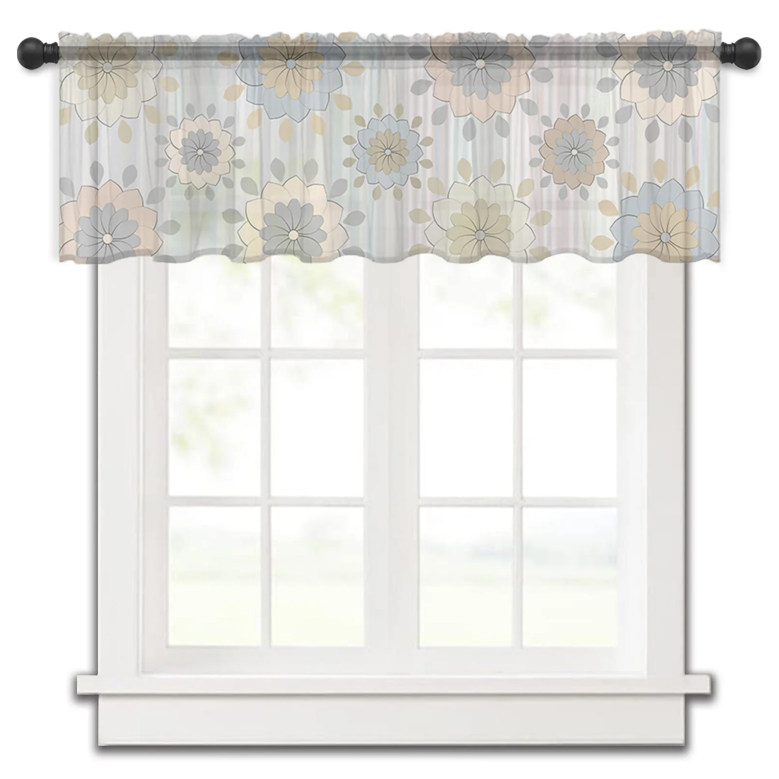 Dahlia Small Window Curtain Tulle Sheer Short Curtain Bedroom Living Room Home Decor Voile Drapes