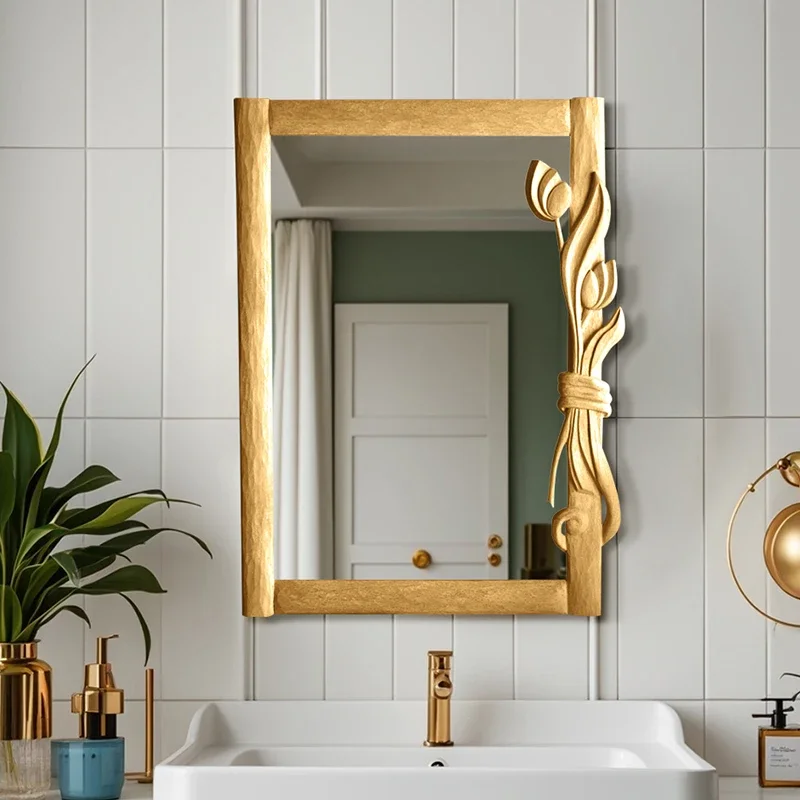 X-S  bathroom mirror retro vanity mirror light luxury decorative  premium home makeup mirror HG