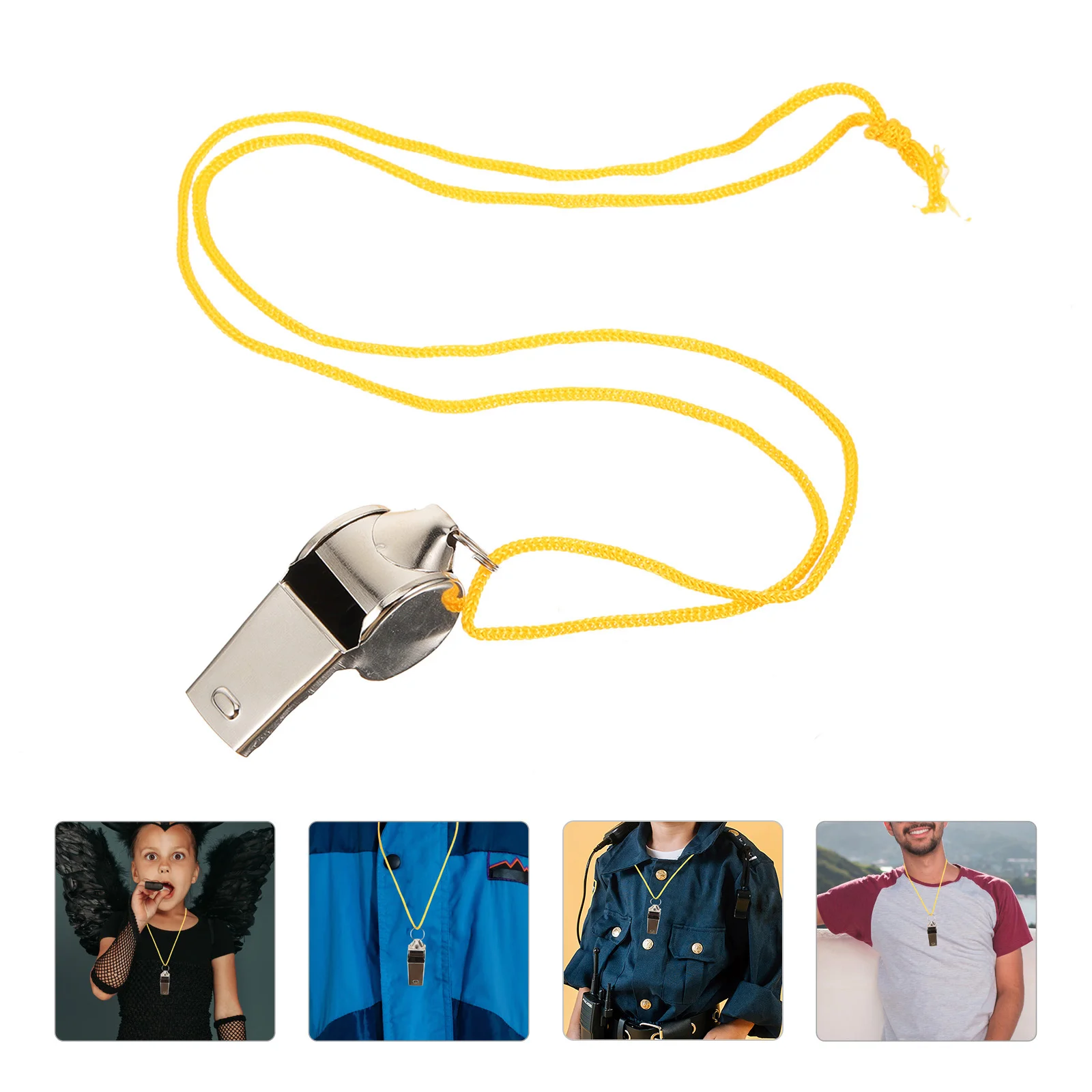 

6 Pcs Sports Whistle with Lanyard Stainless Steel Soccer Lanyards Safety Hiking Metal Whistles