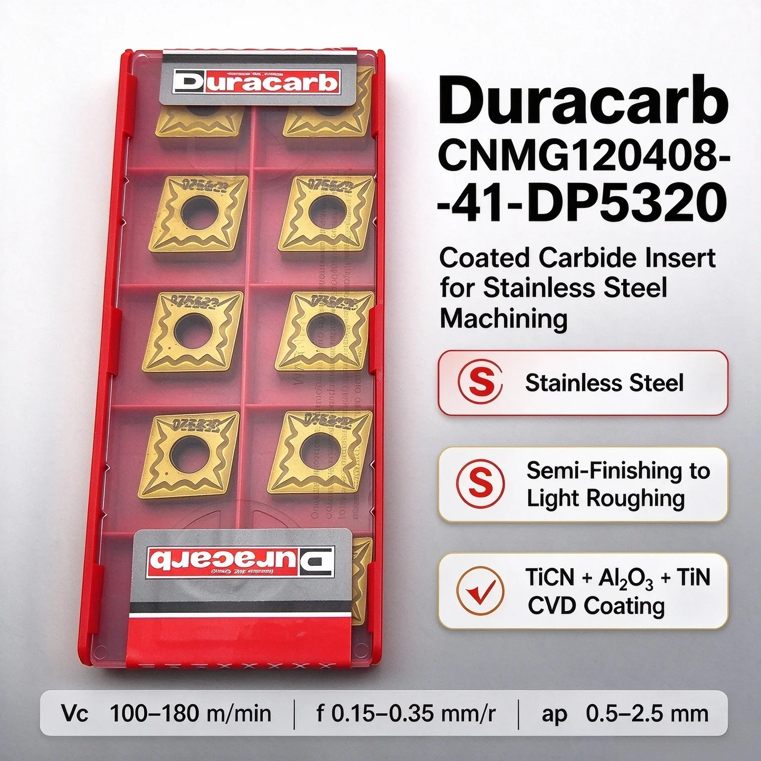 DURACARB CNMG120408 DP5320 Carbide Insert CNMG Inserts