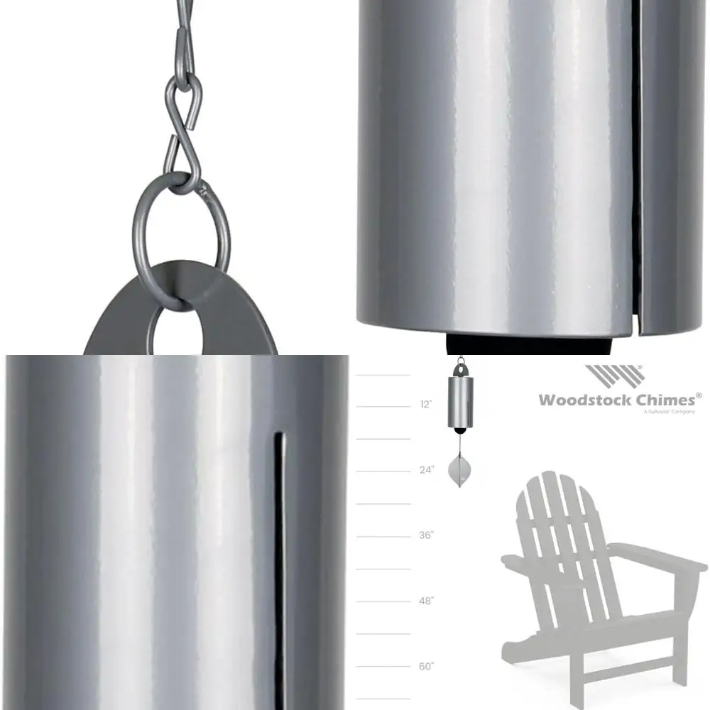 

Medium Silver Tone 24 Outdoor Wind Chime, Deep Sound for Patio, Porch, and Garden Decor
