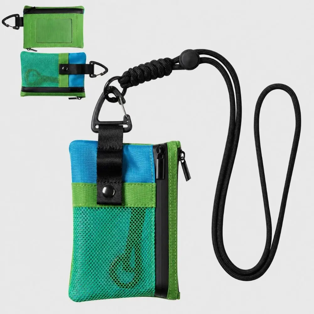 Nylon RFID Wallet Waterproof RFID Blocking Lanyard Wallet Zipper Lightweight Travel Neck Wallet Outdoor Activity