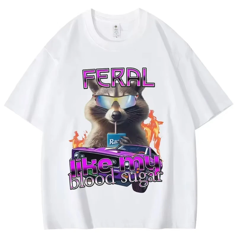 Funny Diabetes Raccoon Meme Graphic T Shirts Women Clothing Fashion Y2k T-shirt Summer Casual T-shirts Graphic T Shirts Y2K Top