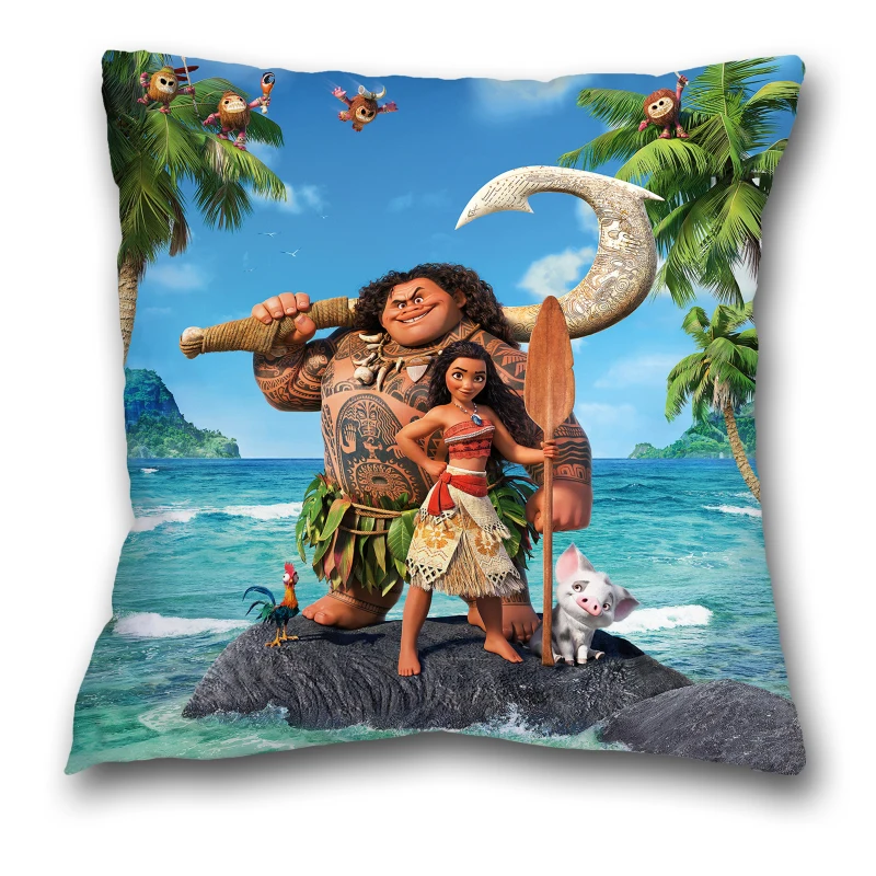 Moana Disney Princess Anime Figure Maui Peach Skin Pillow Case Home Supplies Decoration Sofa Lumbar Accessories Children Gifts