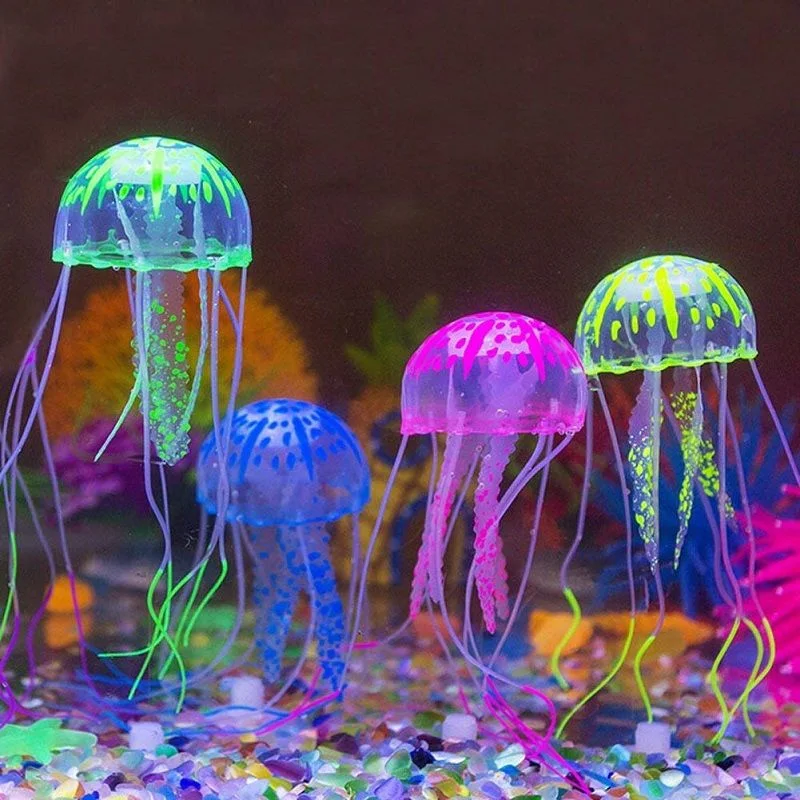 Jellyfish Water Tank Aquarium Decoration Artificial Glowing Effect Jellyfish Ornament Fish Tank Decor Colorful Home Decoration