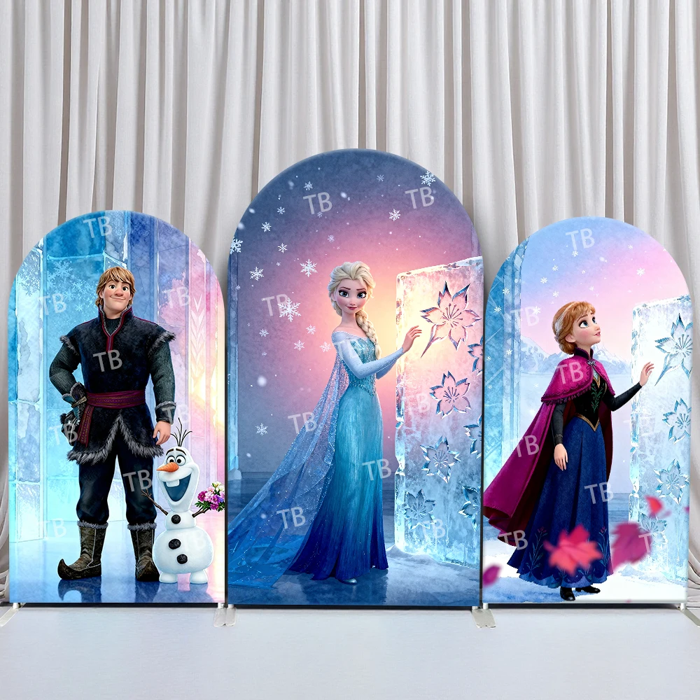 

TB Disney Frozen Elsa Anna Ice Magic Arch Backdrop Cover Kids Party Decoration Photo Booth Props & Festive Celebration Supplies