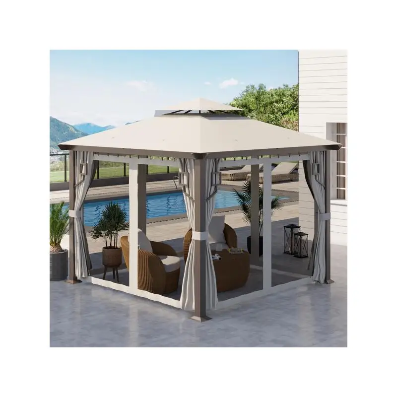 

13ft x 13ft Patio Gazebo - Gray - Suitable for Outdoor Use