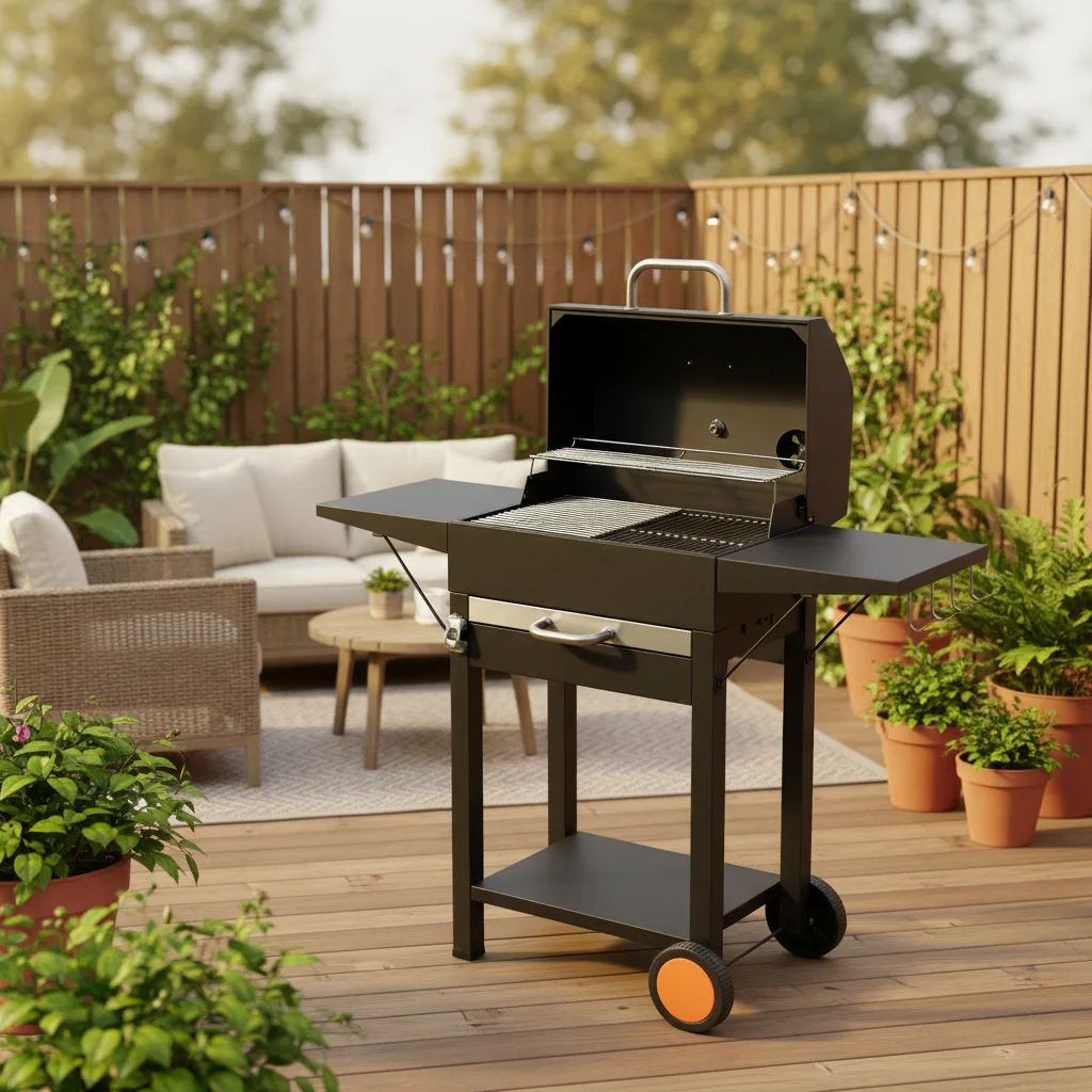 Hand Push Small Square Box Desktop Grill American Movable Charcoal Grill Camping Grill