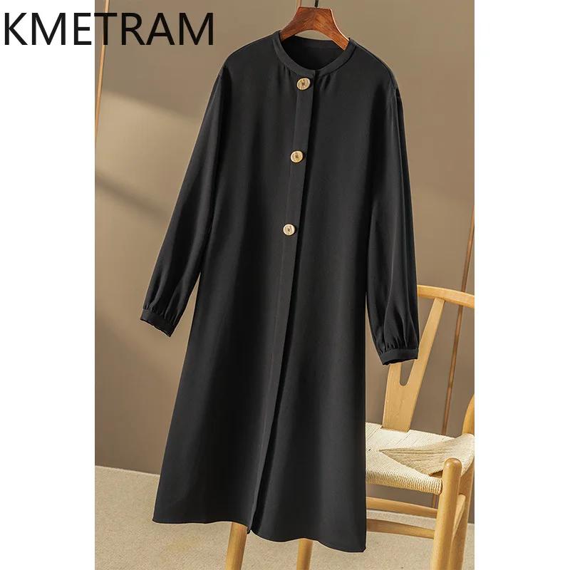 KMETRAM 30MM 100% Mulberry Silk Dresses for Woman French Style Long Dress Women's Casual Dresses Summer Clothing 2026 vestidos