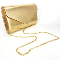 Women Exquisite Evening Clutch Bag Luxury Shiny Leather Envelope Purse Chain Crossbody Bag Ladies Party Wedding Purse Pouch