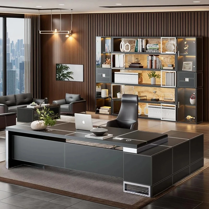 L Shaped Executive Desk Chair Designer Asthetic Conference Office Table Study Writing Manager Mesa Para Computador Home Office