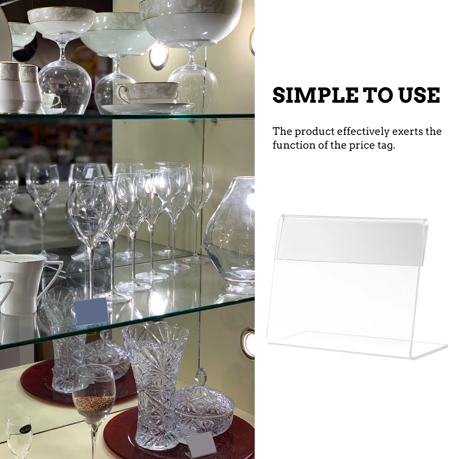 

5Pcs L Shaped Acrylic Price Tags 83x55mm Horizontal Display St Reusable Sign Holders Store Supermarket Menu Rack