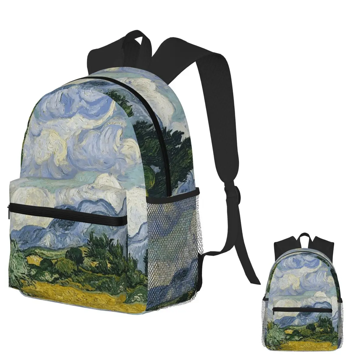 Mochila Vincent Van Gogh de campo de trigo con cipresas, mochila de gran capacidad para niños, mochila escolar, bolsos de hombro para hombres y mujeres