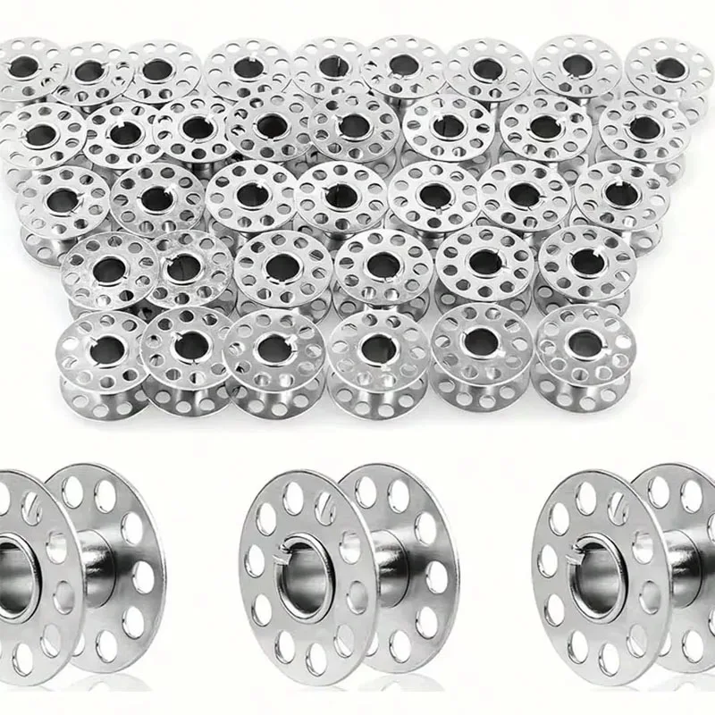 10/20/30/40/50/60/100Pcs Metal Bobbins Spool Stainless Steel Sewing Machine Bobbins Spool Sewing Craft Tools
