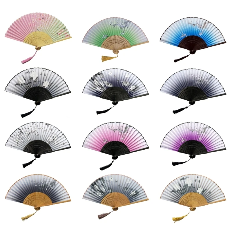 Elegant Flower Hand Fan Foldable Dance Gift Music Festival Performances Wedding