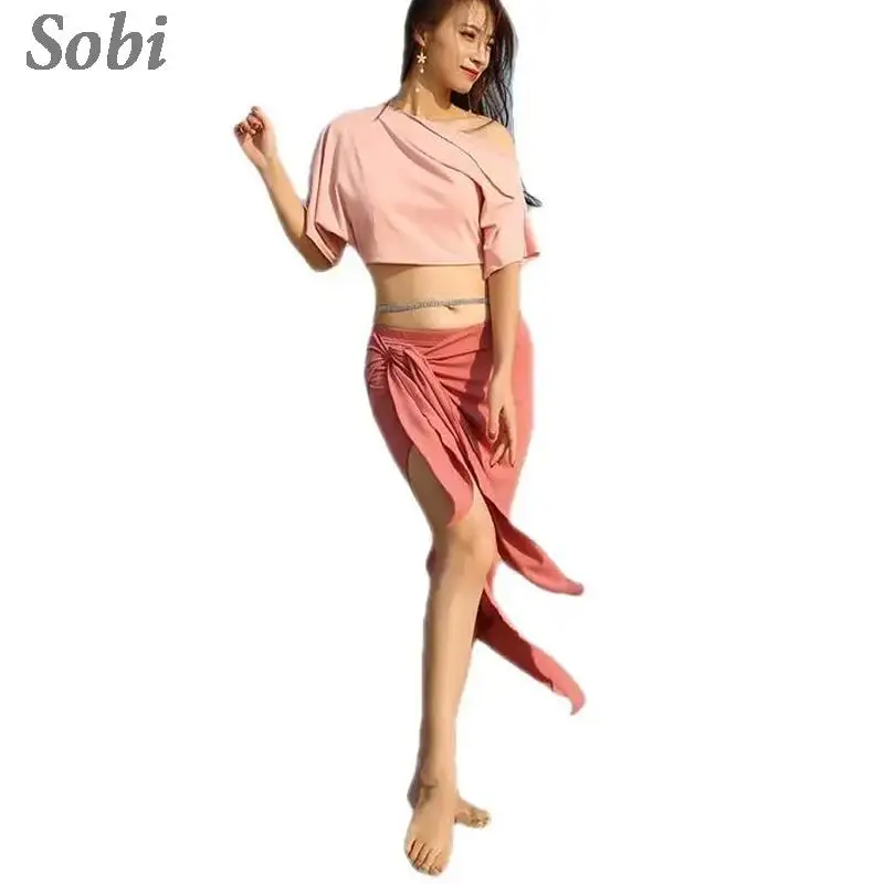 Ropa de práctica de danza del vientre para mujer, traje de Baile Oriental Sexy, Top profesional de baile moderno y falda, ropa de entrenamiento de