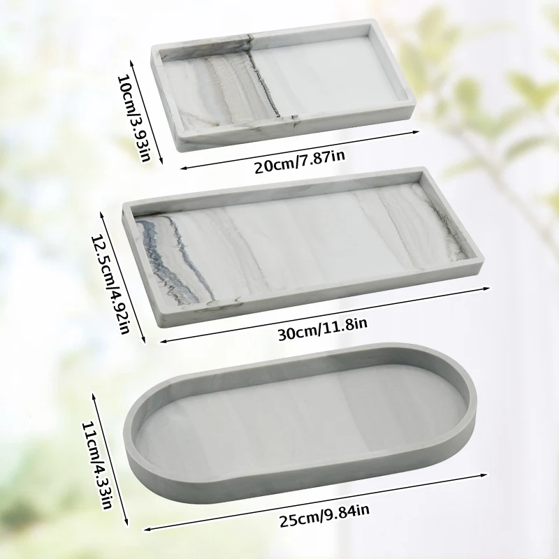 Silicone Bathroom Counter Tray Thickened Kitchen Living Room Vanity Tray Shatterproof Durable Rectangle Soap Tray Wholesale