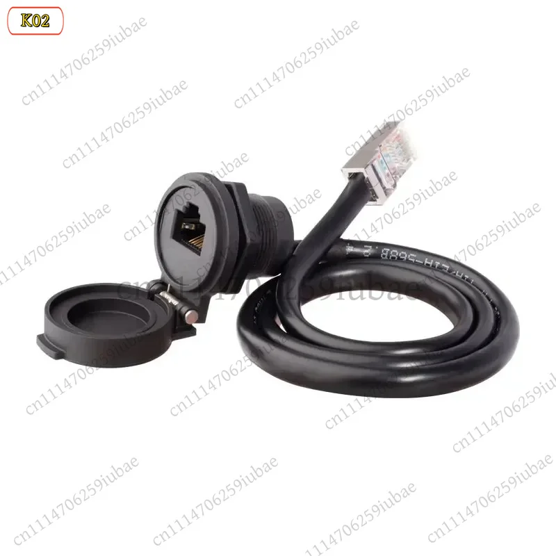 BK 8P8C RJ45 Ethernet Panel Mount Female Socket Adapter with Rubber Cap for LAN Network, Replacement Parts