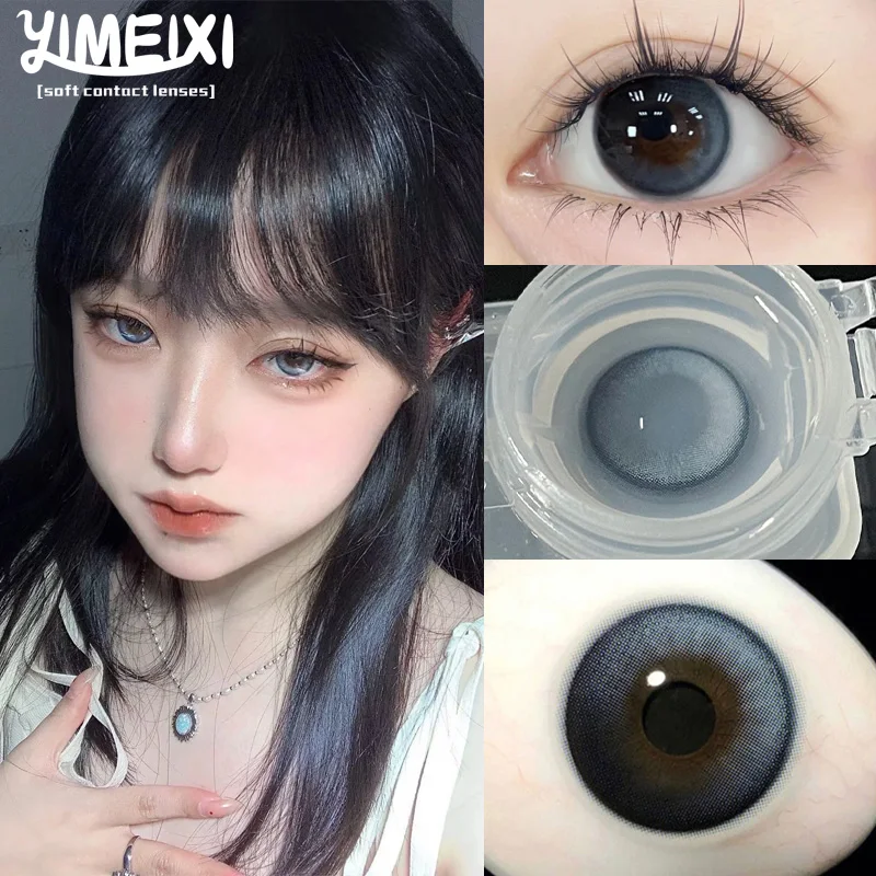 YIMEIXI 2 Pcs Hot Selling Natural Korean Color Contact Lenses for Eyes Fashion Blue Lenses with Prescription High Quality Lenses