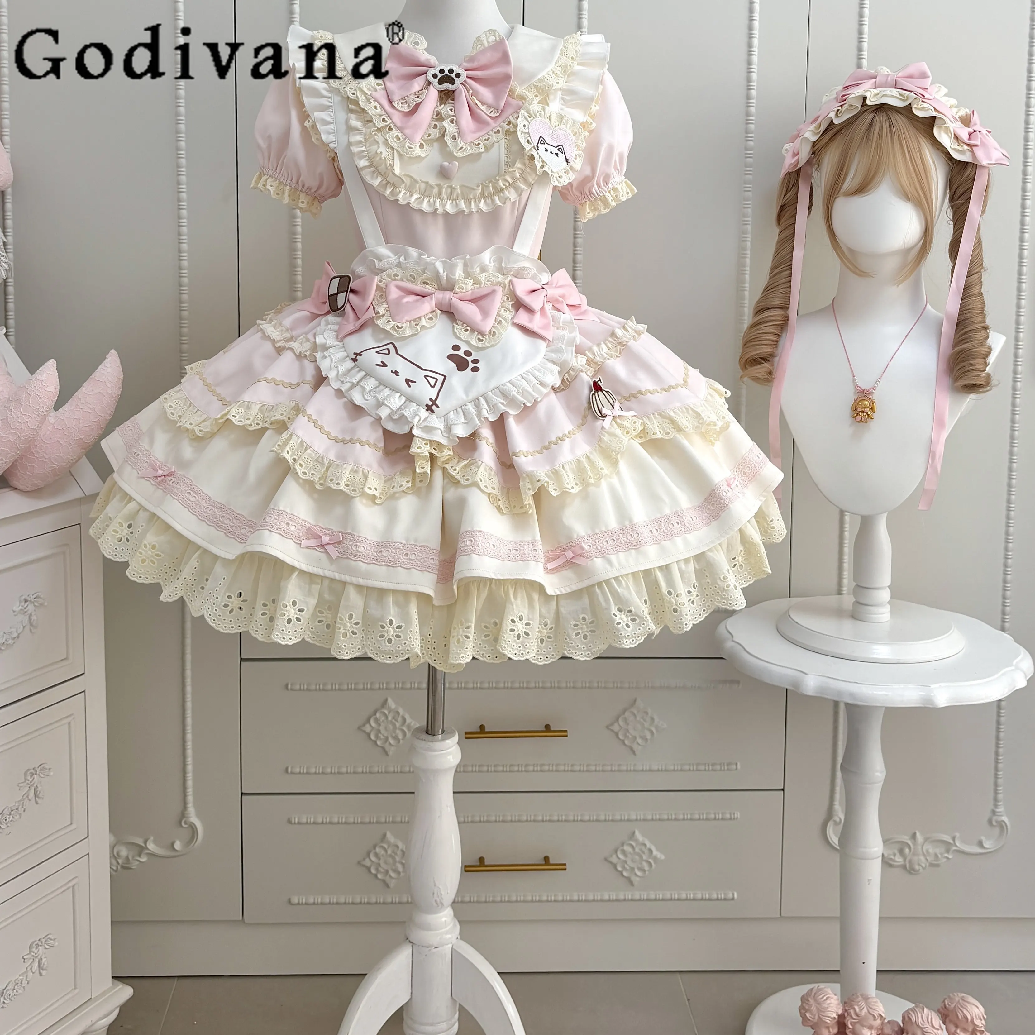 

Original Sweet Girls Lolita Dress Op Summer New Japanese Soft Girls Kawaii Maid Outfit Cos Dress Y2k Dress for Women Vestidos