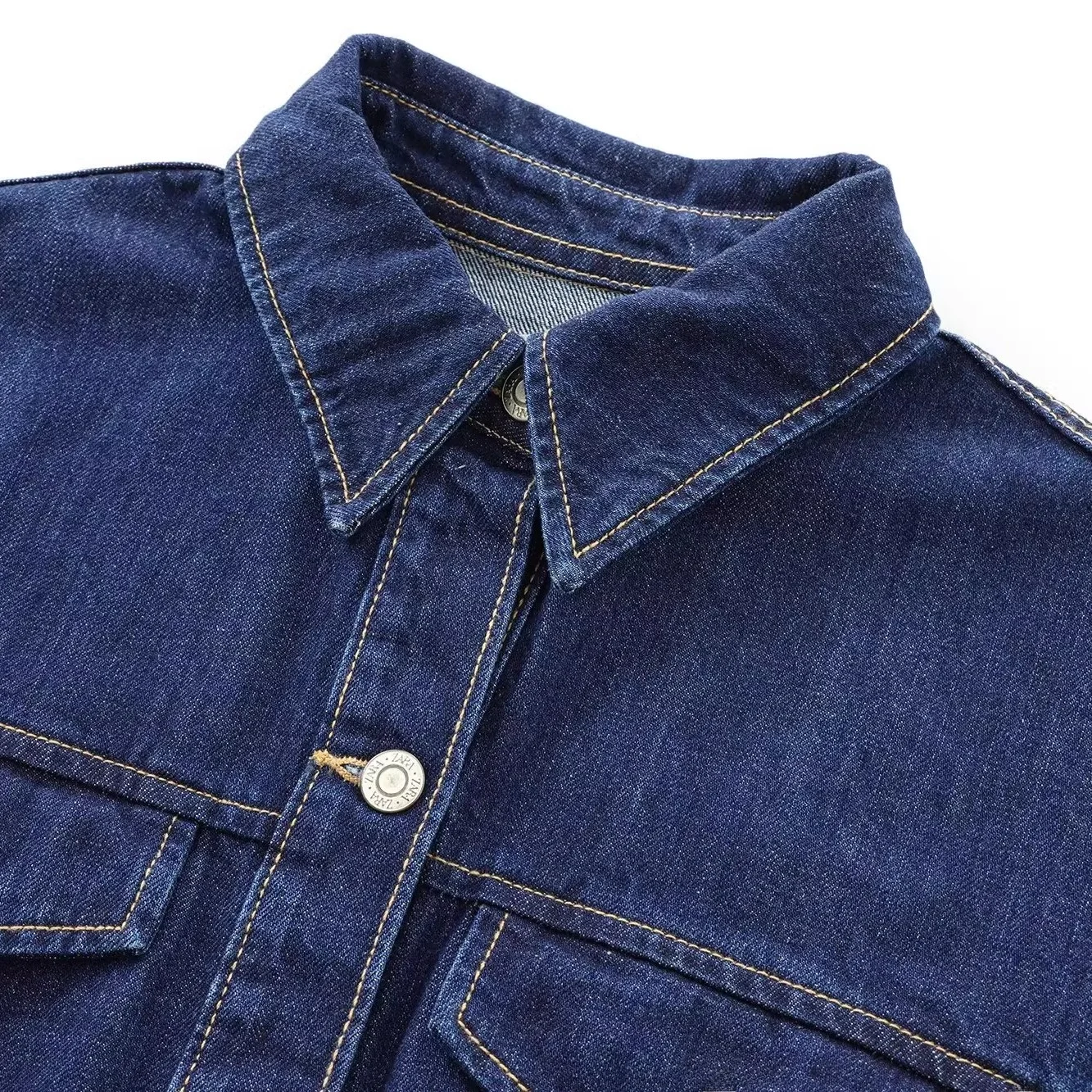 

ZBZA Осенняя новая женская модная уличная одежда Long Sve Denim irt Jaet Универсальная верхняя одежда с воротником из полиэфирного волокна