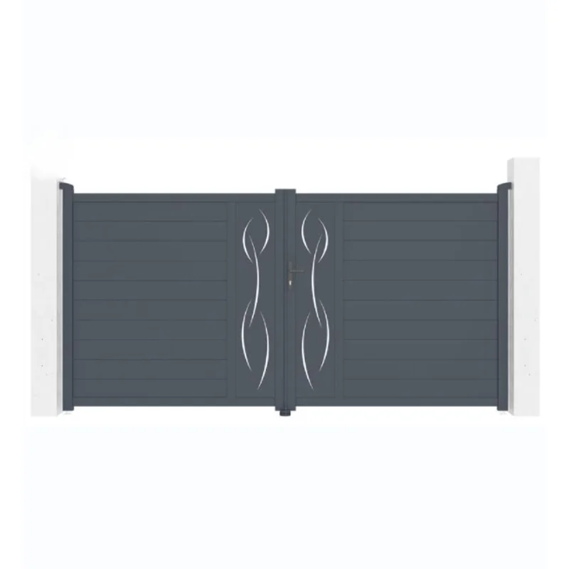 Porte de clôture en aluminium d'entrée de cour décorative personnalisée, porte rotative d'allée