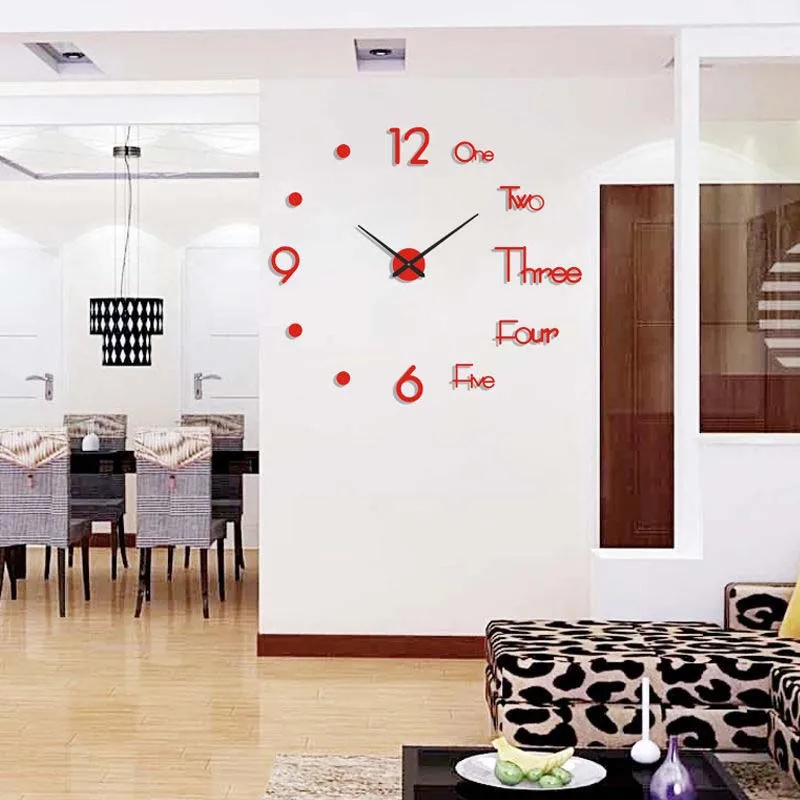 Big Timepiece Large 3D DIY Wall Clock Huge Acrylic Mirror Clocks Frameless Home Decoration for Living Room Bedroom Wall Decor