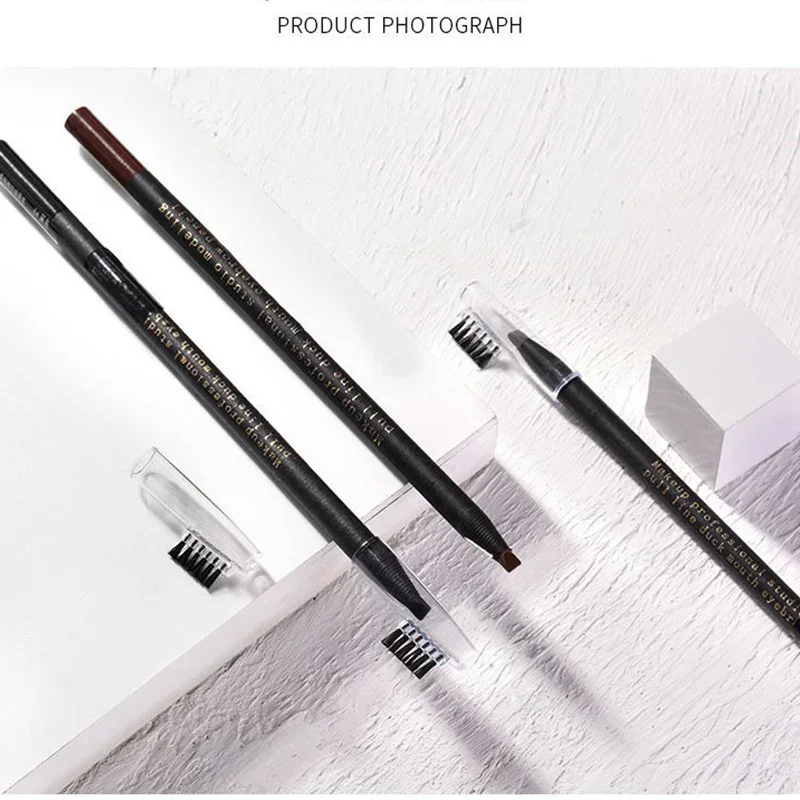 High Quality Pull Eyebrow Pencil Black Leather Makeup Wild Line Eyebrow Pencil Waterproof Hard Core Flat Head Pencil White Pen