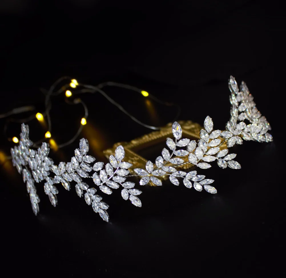 Luxury Bridal Head Pieces Zirconia CZ Princess Headbands Wedding Bride Headdress Women Tiaras Crowns Prom Hair Jewelry Headpiece