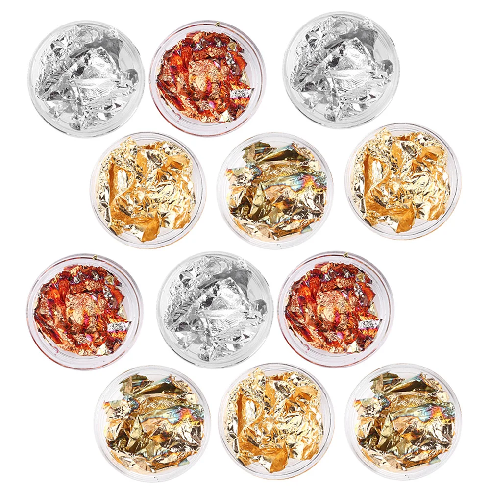 24개 글리터 포일 네일 아트 스티커 창의적인 DIY 네일 데칼 파티 할로윈 크리스마스 네일 장식용 반짝이 플레이크