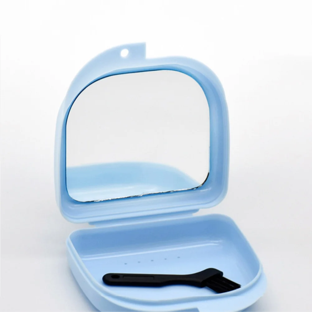 حاوية تخزين طقم الأسنان، صندوق حماية للفم، صغير محمول عديم الرائحة، قابل للتنفس، متين للسفر والمكتب المنزلي