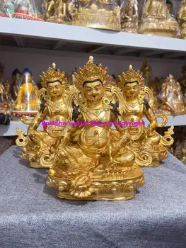 20cm Asie Buddhismus MĚDĚNÉ zlacení Žlutá socha Buddhy Jambhala Mammon štěstí Bůh DOMOV Oltář uctívání Účinná ochrana 8 nejlepší prodej socha mamonu - №5