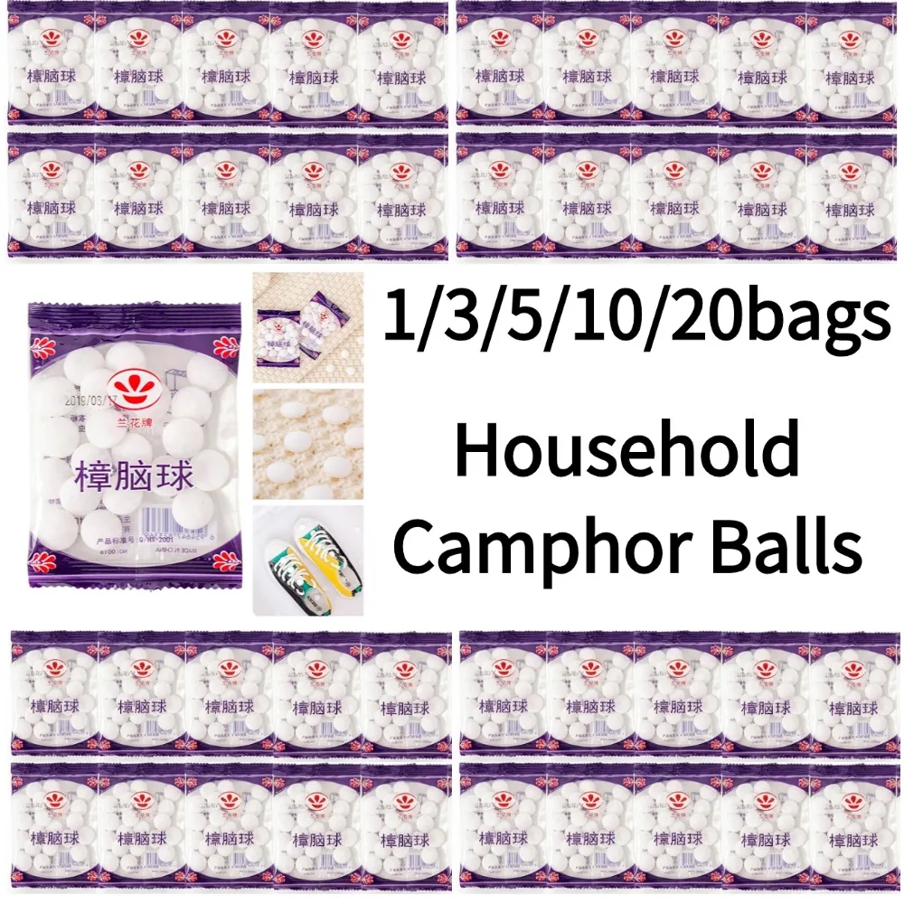 1/3/5/10/20 bolsas de bolas de alcanfor para el hogar, bolas de alcanfor antimoho y antimanchas para orquídeas, bolas de alcanfor antiinsectos y antimanchas
