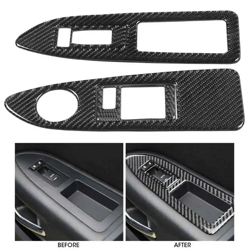 4pcs Window Switch Lift Panel Switch Trims Carbon Fiber Fit for Dodge Challenger 2008-2014 LHD Car style