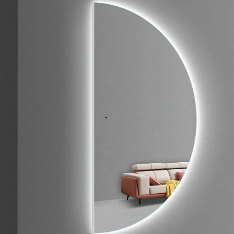 Semicircle Decorative Mirrorwall Bedroom Large Decorative Wall Mirror Modern Style Touch Switch Decoration Chambre Home Decor