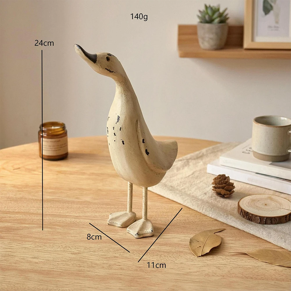 Retro Wood Duck Decoration for Home Office Shelf Mantelpiece Rustic Farmhouse Animal Ornament 30 14 7cm 24 11 8cm