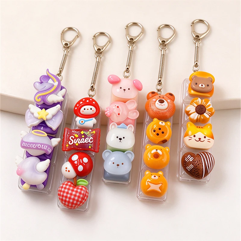 Cute Mechanical Keychain Fidget Toy Mini Pressable Cartoon Keycap Clicker ASMR Sensory Portable ADHD Autism Pendant Pocket Gift