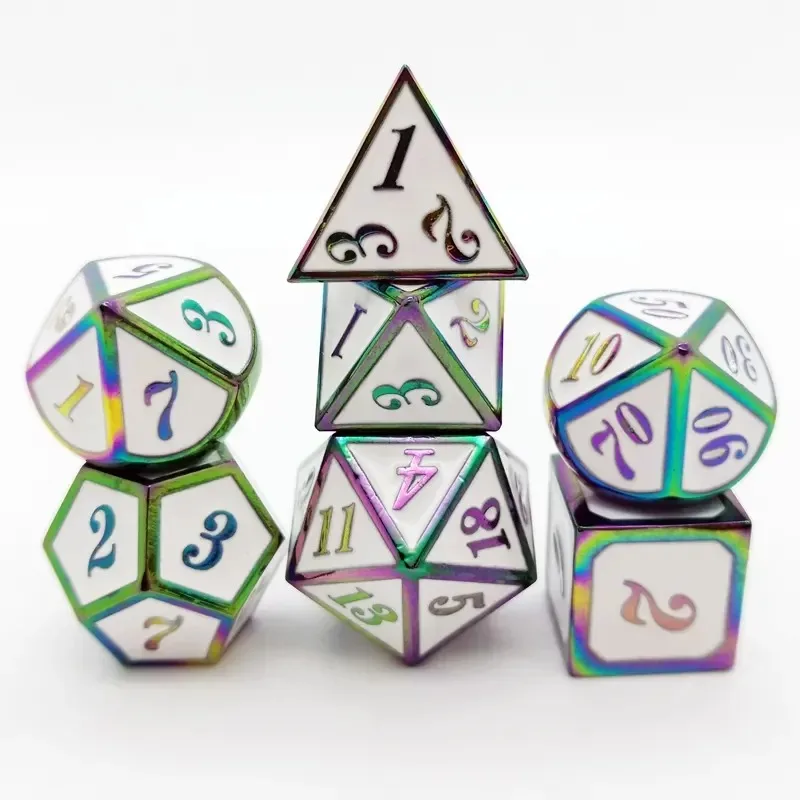 

7Pcs Metal Digital Dices Set Board Table Game Interaction Toys for Number Accessories Home Decor Role Playing Toys Multicolour