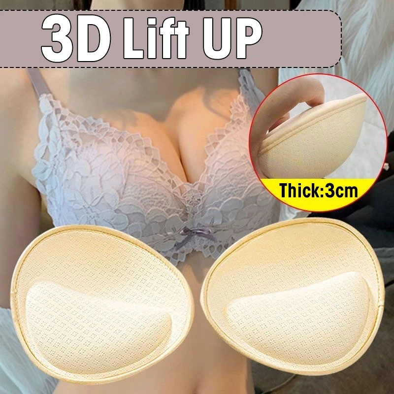 3D Thicken Sponge Bra Pads Sexy Breast Insert Push Up Bra Enhancer Swimsuit Bikini Pad Removeable Foam Chest Accessories Women