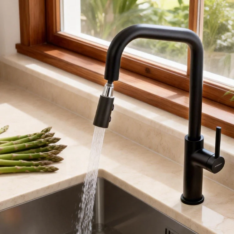 Contemporary Style Sturdy Spring Pull Single Hole Single Handle Deck Mounted Kitchen Sink Sprayer 2 Way Stainless Steel Brass
