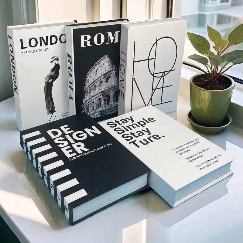 Luxury Fake Book Storage Box Paris London New York Decorative Books Design Coffee Table Living Room Bedroom Home Interior Decor