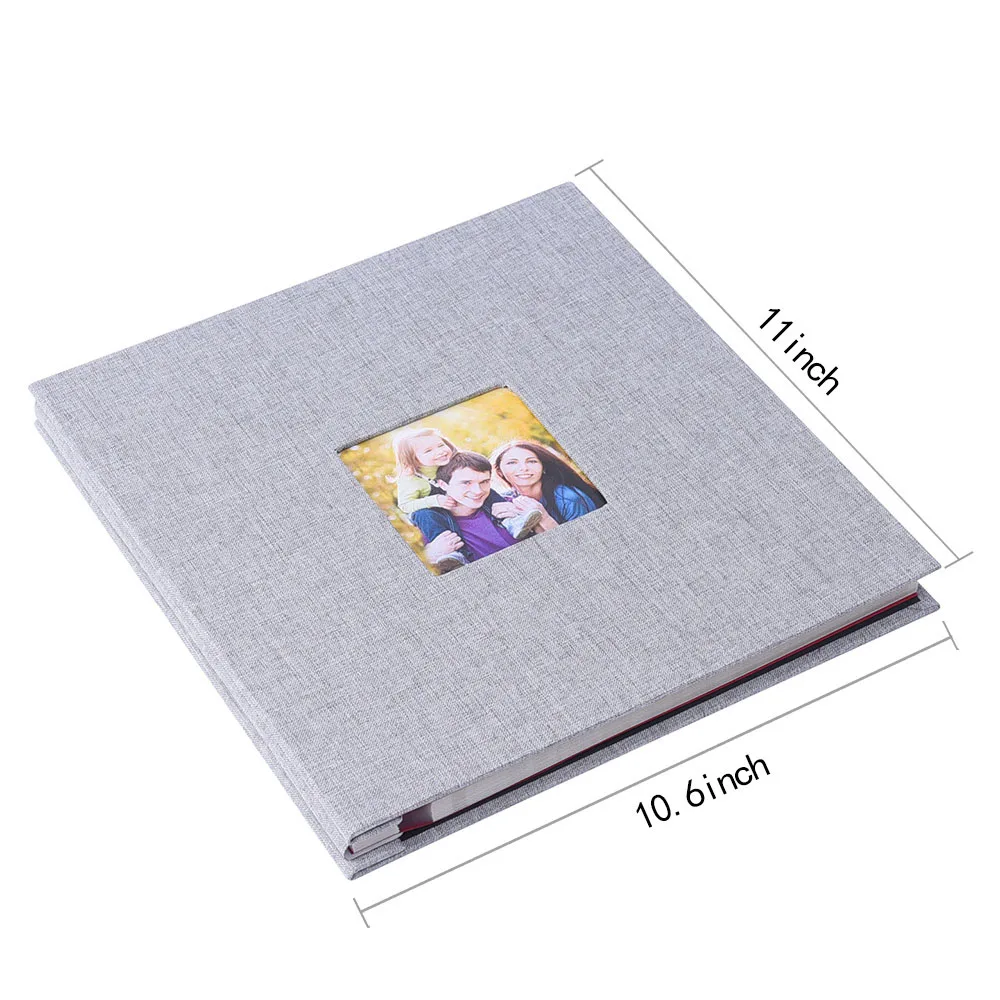 Self Adhesive Photo Album Scrapbook with Window, 20Double Sided Pages, Linen DIY Anniversary Memory Book for Wedding and Family