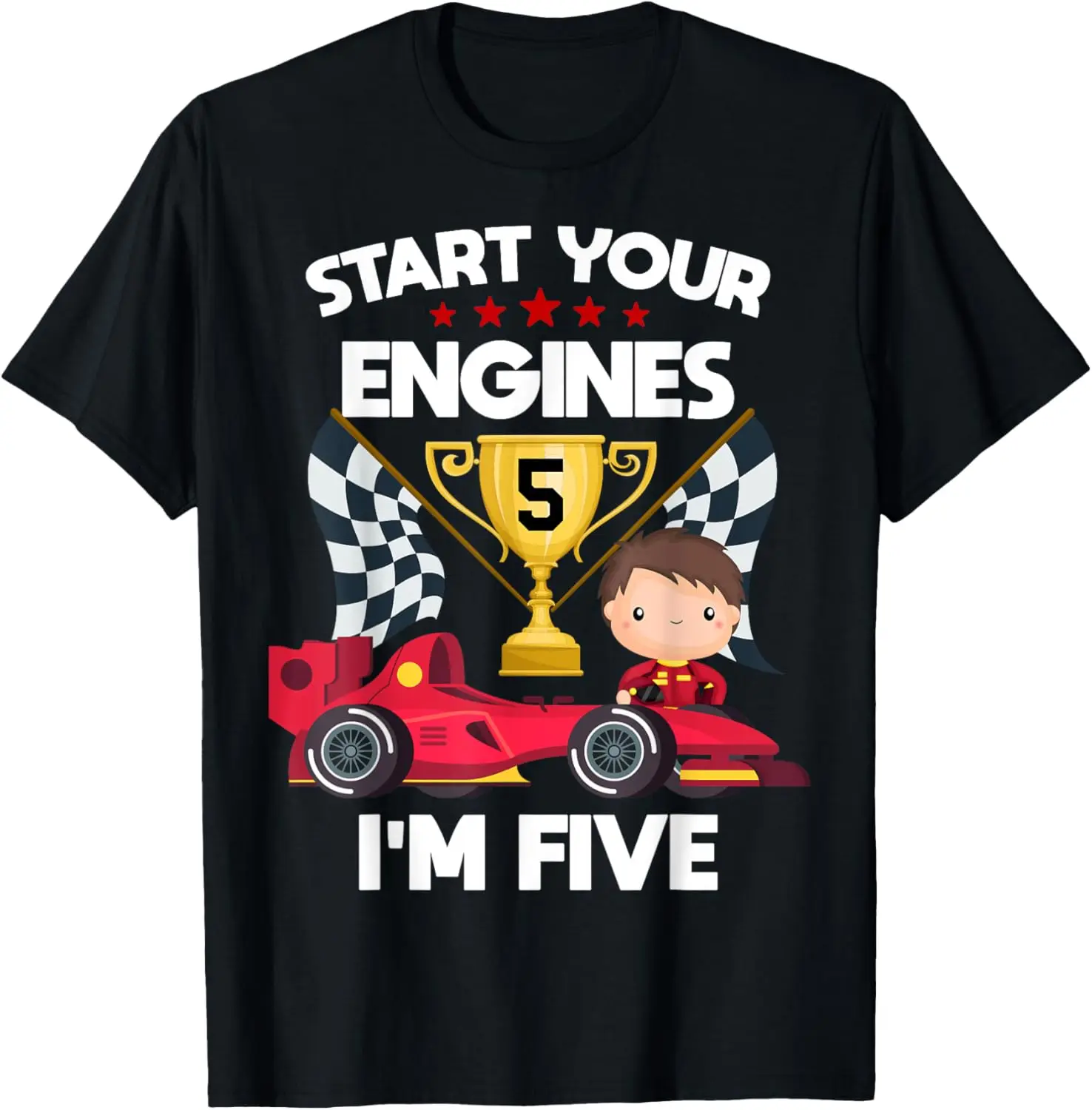 

5th B-Day Race Car Racing Car Driver Birthday 5 Year Old T-Shirt