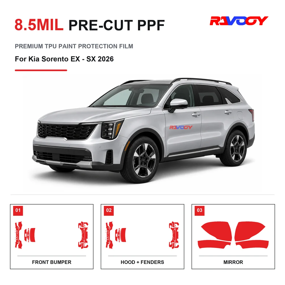 Precut PPF For Kia Sorento EX - SX 2026 8.5mil TPU Clear Paint Protection Film Self Healing Hydrophobic UV Stone Chip Guard